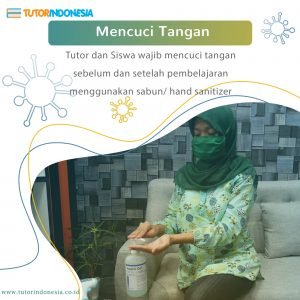 mencuci tangan langkah mencegah penularan covid saat berlangsungnya les privat di rumah